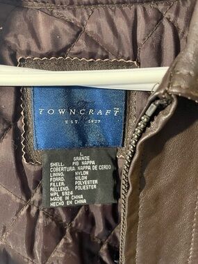 Vintage Towncraft Dark Brown Leather Jacket with Quilted Lining